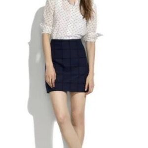 Madewell Navy and black grid Wool Mini Skirt